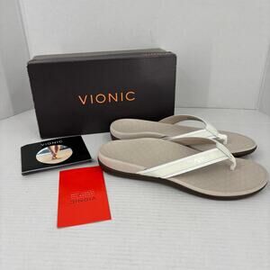 Vionic Tide II Thong Sandals Womens Size 12 White Orthotic Flip Flop FLAW
